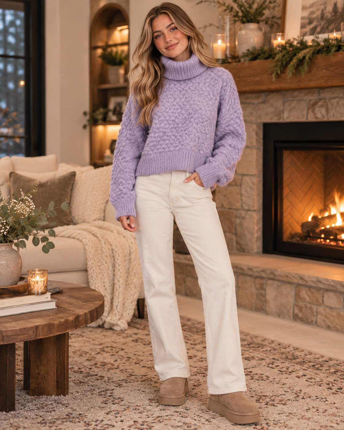 Double Zero NWT Lilac Textured Turtleneck Sweater